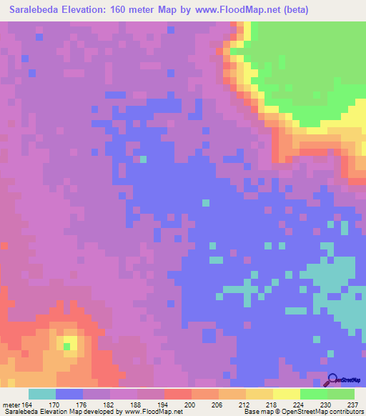 Saralebeda,Mauritania Elevation Map