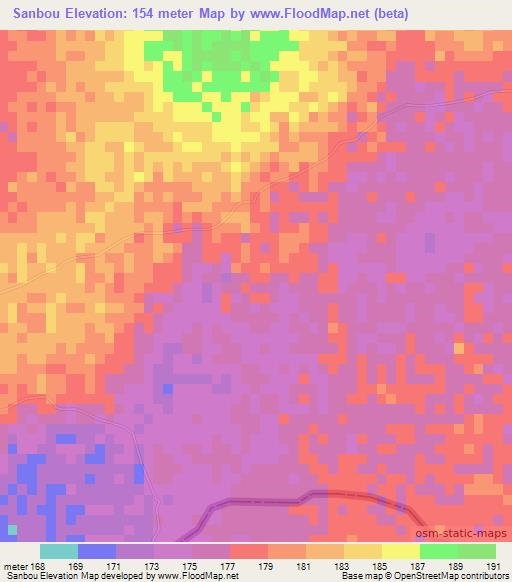 Sanbou,Mauritania Elevation Map