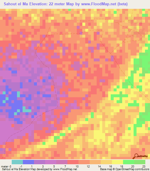 Sahout el Ma,Mauritania Elevation Map