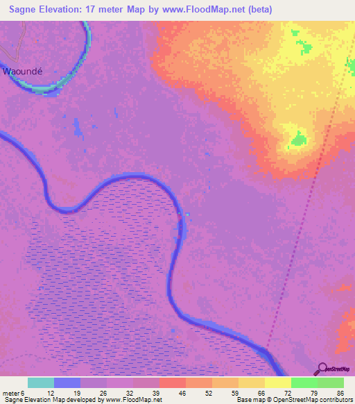 Sagne,Mauritania Elevation Map