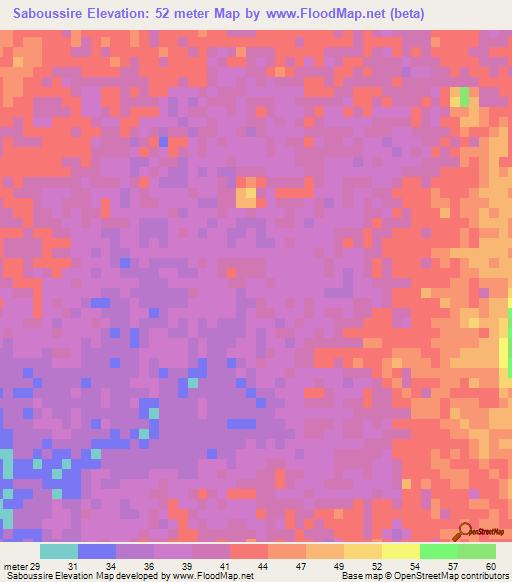 Saboussire,Mauritania Elevation Map