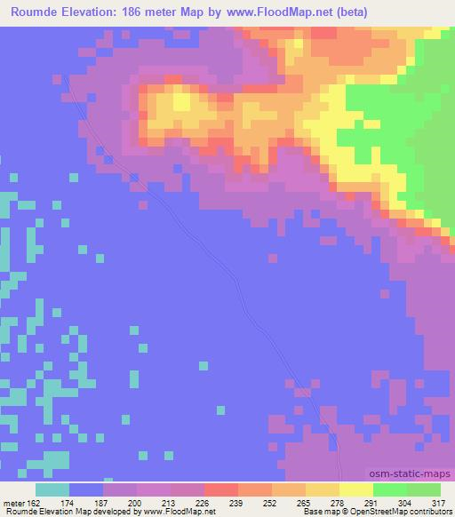 Roumde,Mauritania Elevation Map