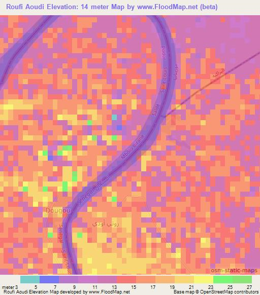 Roufi Aoudi,Mauritania Elevation Map