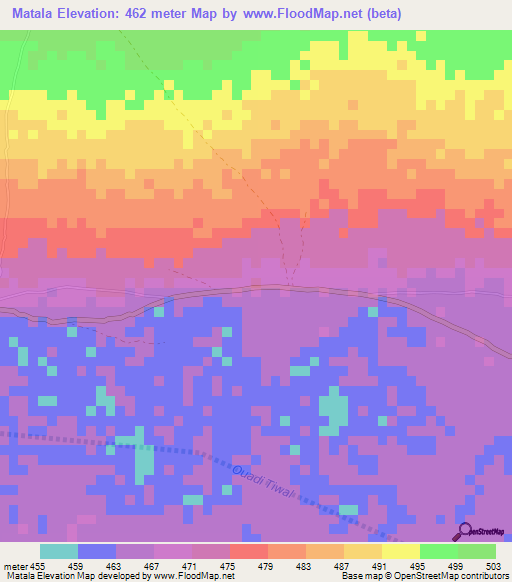 Matala,Central African Republic Elevation Map