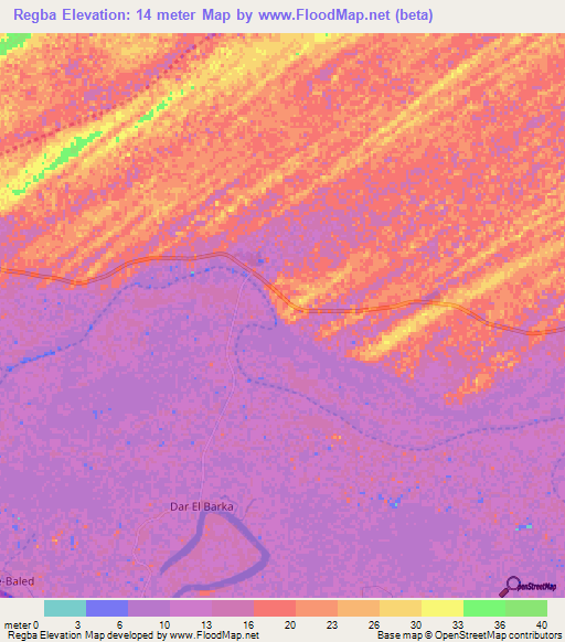 Regba,Mauritania Elevation Map