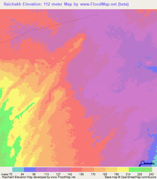 Raichakh,Mauritania Elevation Map