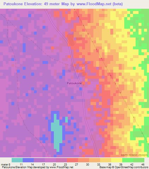 Patoukone,Mauritania Elevation Map