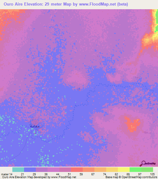 Ouro Aire,Mauritania Elevation Map