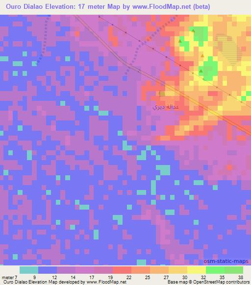 Ouro Dialao,Mauritania Elevation Map