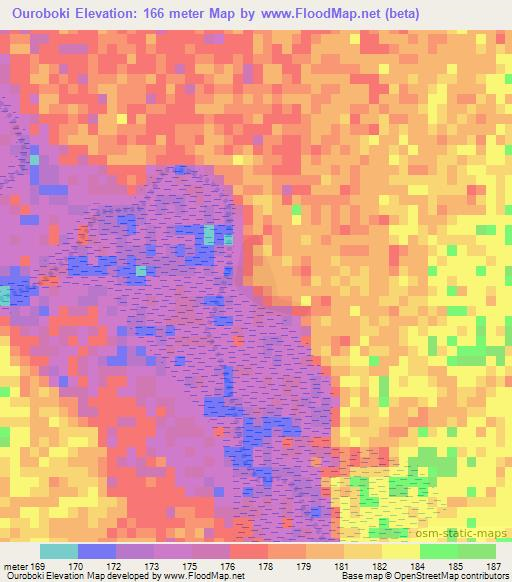 Ouroboki,Mauritania Elevation Map