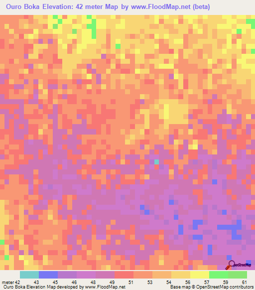 Ouro Boka,Mauritania Elevation Map