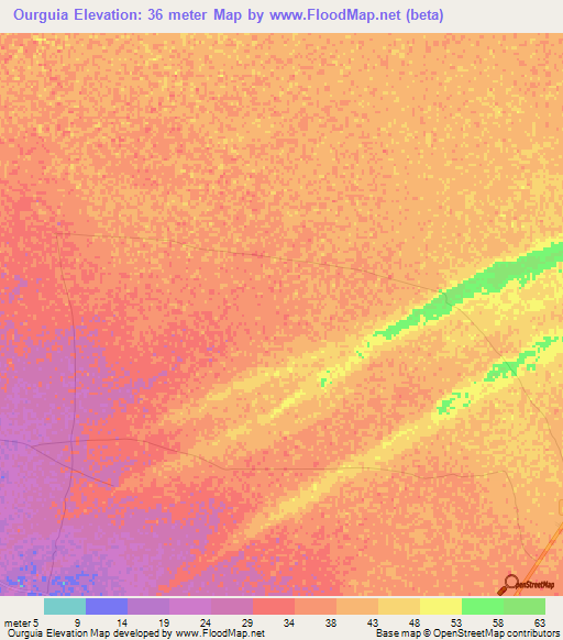Ourguia,Mauritania Elevation Map