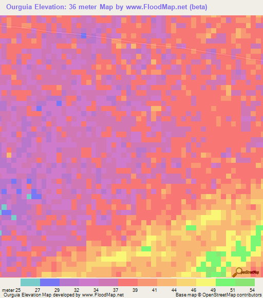 Ourguia,Mauritania Elevation Map