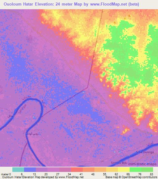 Ouoloum Hatar,Mauritania Elevation Map