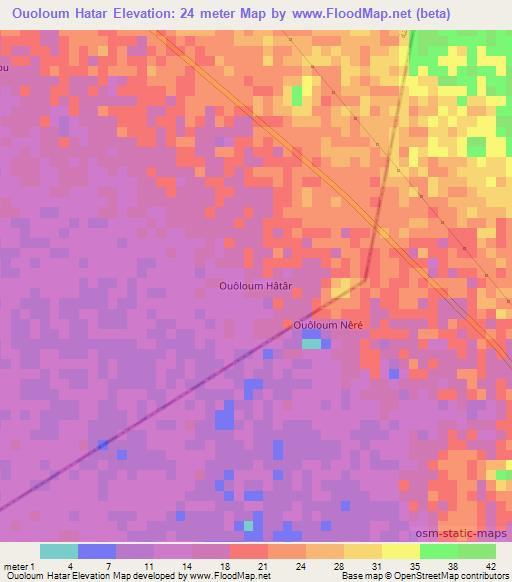 Ouoloum Hatar,Mauritania Elevation Map