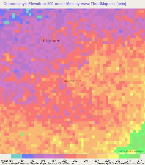 Oumoussoye,Mauritania Elevation Map