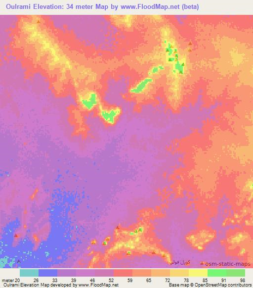 Oulrami,Mauritania Elevation Map