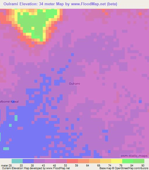 Oulrami,Mauritania Elevation Map