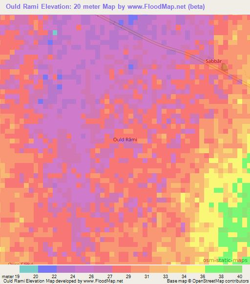 Ould Rami,Mauritania Elevation Map