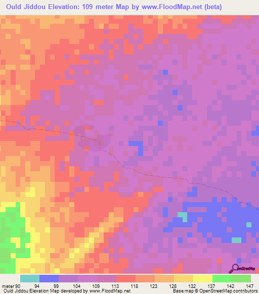 Ould Jiddou,Mauritania Elevation Map