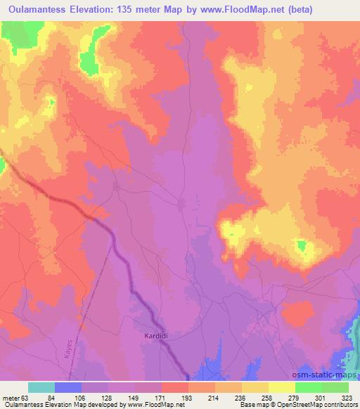 Oulamantess,Mauritania Elevation Map