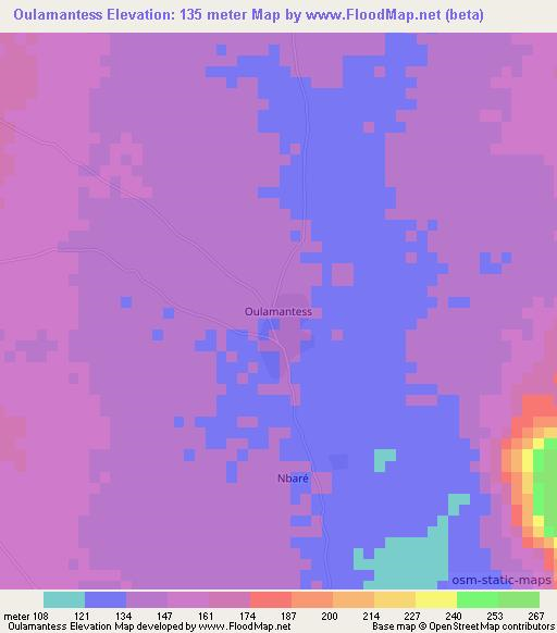 Oulamantess,Mauritania Elevation Map