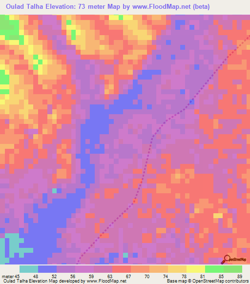 Oulad Talha,Mauritania Elevation Map