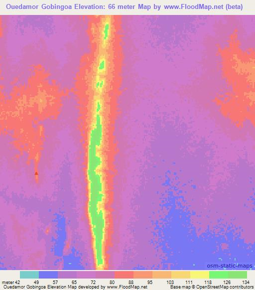 Ouedamor Gobingoa,Mauritania Elevation Map