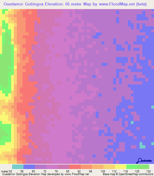 Ouedamor Gobingoa,Mauritania Elevation Map