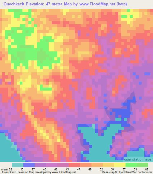 Ouechkech,Mauritania Elevation Map