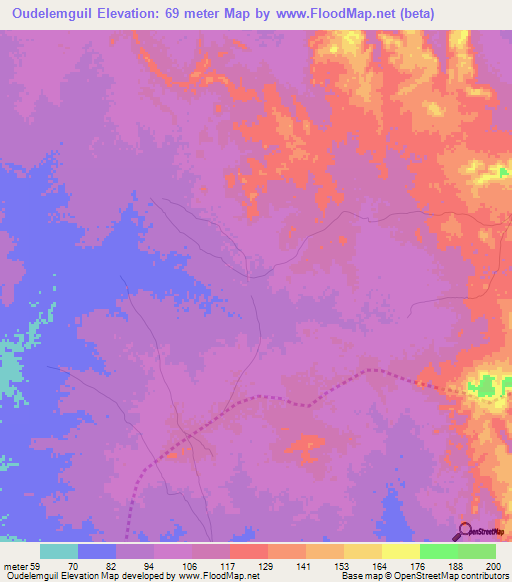 Oudelemguil,Mauritania Elevation Map