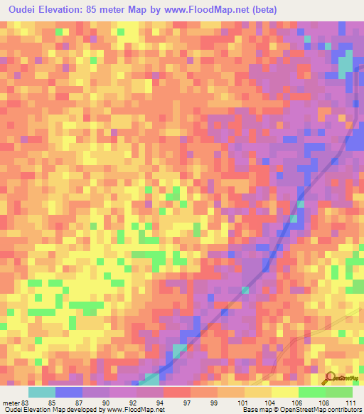 Oudei,Mauritania Elevation Map