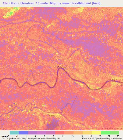 Olo Ologo,Mauritania Elevation Map