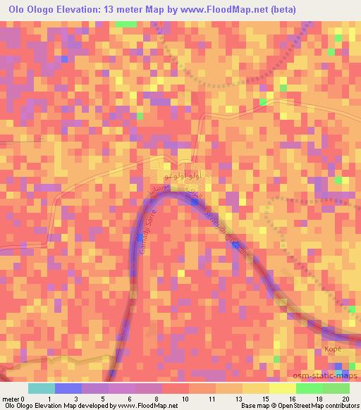 Olo Ologo,Mauritania Elevation Map