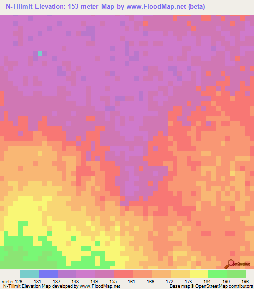 N-Tilimit,Mauritania Elevation Map