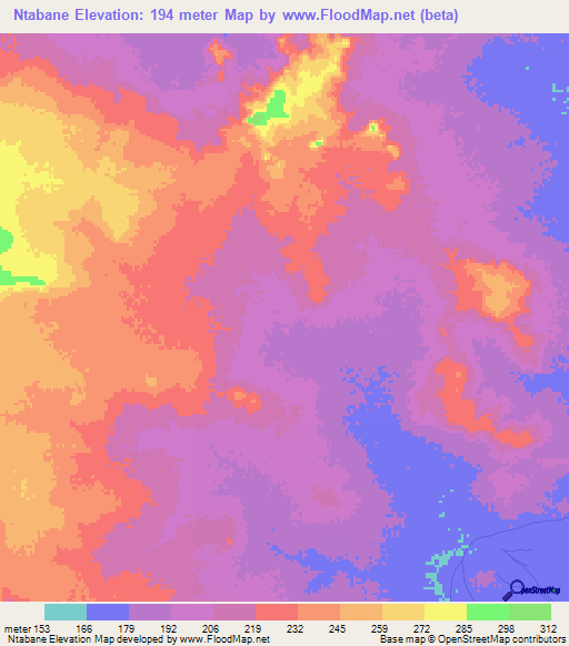 Ntabane,Mauritania Elevation Map