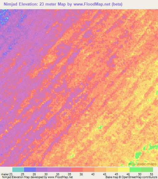 Nimjad,Mauritania Elevation Map