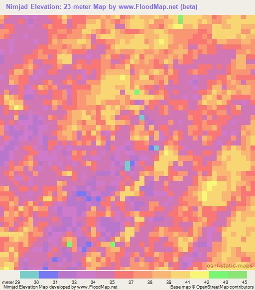 Nimjad,Mauritania Elevation Map