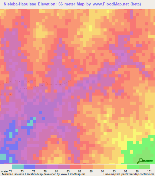 Nieleba-Haouisse,Mauritania Elevation Map