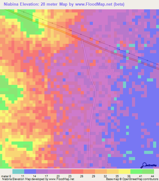 Niabina,Mauritania Elevation Map