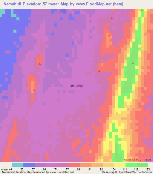 Nemahidi,Mauritania Elevation Map