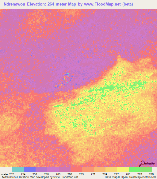 Ndrenawou,Mauritania Elevation Map