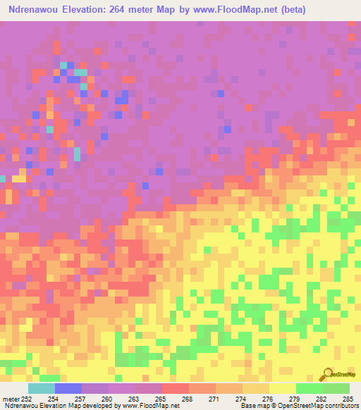 Ndrenawou,Mauritania Elevation Map