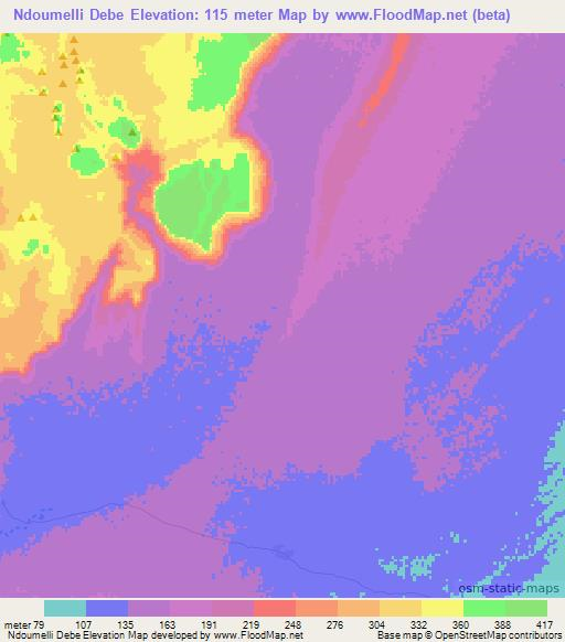 Ndoumelli Debe,Mauritania Elevation Map