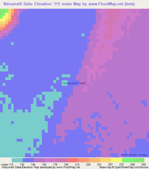 Ndoumelli Debe,Mauritania Elevation Map