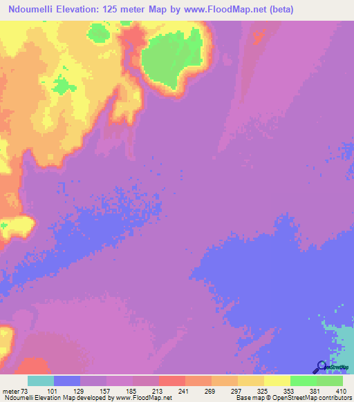 Ndoumelli,Mauritania Elevation Map