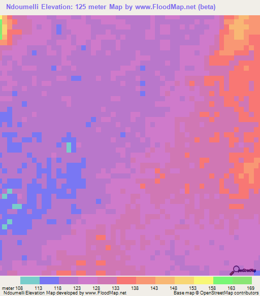 Ndoumelli,Mauritania Elevation Map