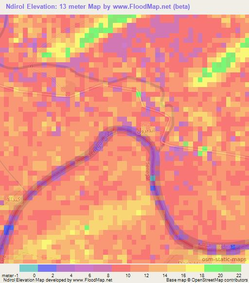 Ndirol,Mauritania Elevation Map