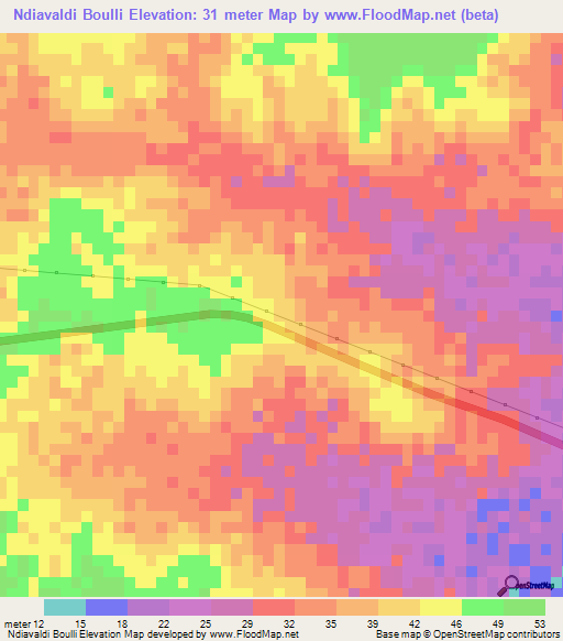 Ndiavaldi Boulli,Mauritania Elevation Map