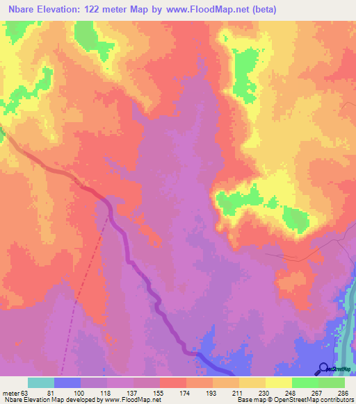 Nbare,Mauritania Elevation Map